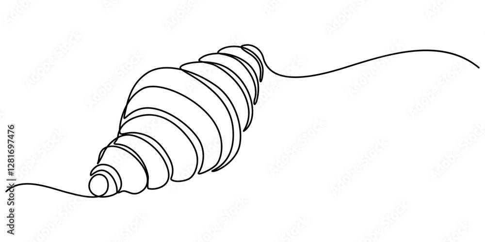 Poster one continuous line drawing of croissant icon. single line vector illustration, continuous one line 
