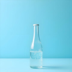 "Crystal-clear bottle with pure water and soft reflections"