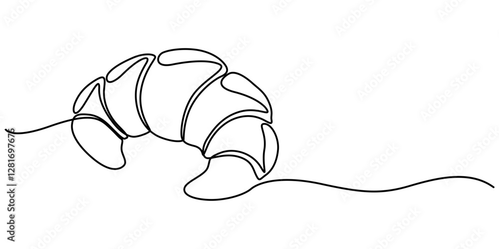 Poster one continuous line drawing of croissant icon. single line vector illustration, continuous one line 
