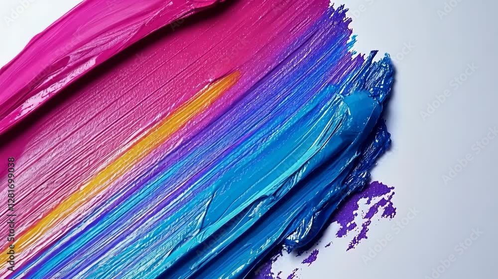 Poster vibrant paint strokes create a stunning blend of colors on a smooth canvas surface during an artisti