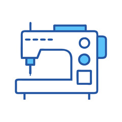 Minimalist Blue Sewing Machine Sketch
