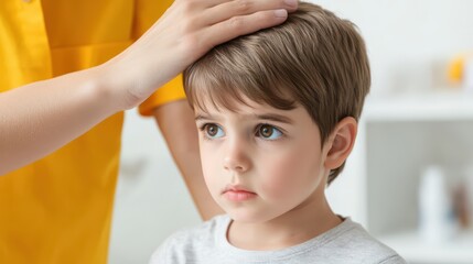 Fototapeta premium Child Receiving Comfort from Pediatrician in Medical Setting