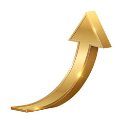 3d golden arrow isolated on transparent background.