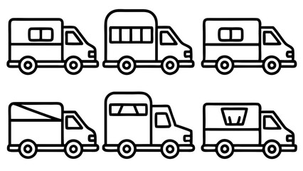Mail Truck Line Art Vector Bundle