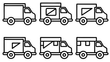 Mail Truck Line Art Vector Bundle