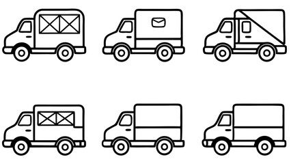 Mail Truck Line Art Vector Bundle