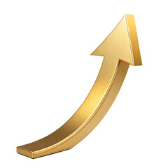 3d golden arrow isolated on transparent background.