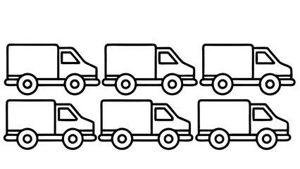 Mail Truck Line Art Vector Bundle