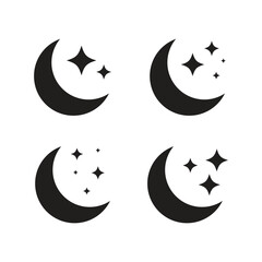 Set Of Moon And Sparkle Icon Vector Design.
