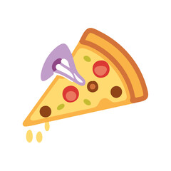 Pizza Slice with Cheese Pull – Delicious Food Vector Illustration for Culinary Designs.