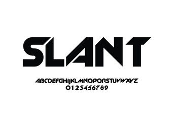 Slant font for logo and headline. Isolated Vector typeset