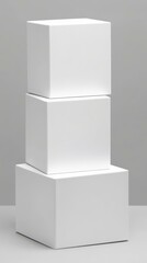 Three White Cubic Boxes Composition