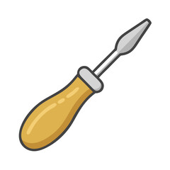 Leathercraft Sewing Awl – Handcrafted Leatherworking Tool vector icon Illustration.