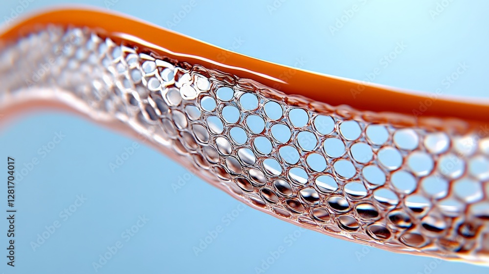 Poster abstract transparent structure with honeycomb pattern and orange accent