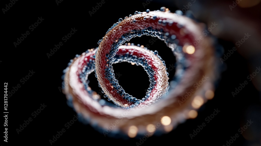 Poster abstract close-up of colorful twisted spiral with bubbles