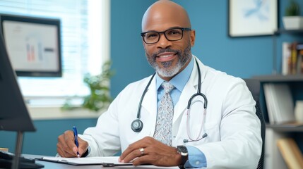 Doctor Writing Prescription for Patient in Office Environment