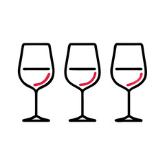 Drinks tasting glasses vector icons, perfect for wine-related designs, restaurant menus, and beverage branding. High-quality vector illustrations available.