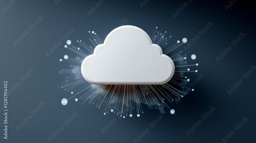 Poster cloud icon with digital network effects for modern technology concepts