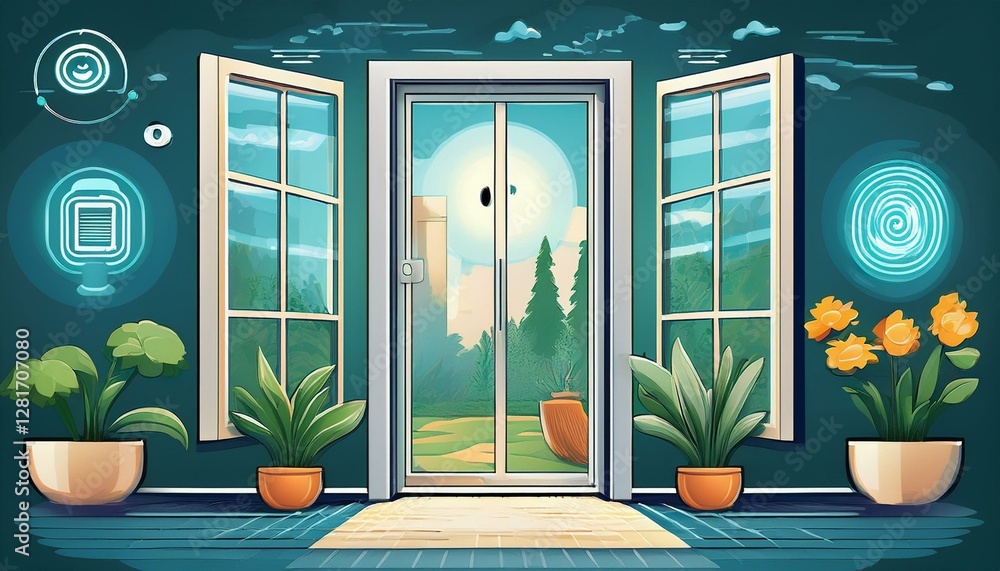 Poster smart door and window opening sensor enhancing home security and automation features