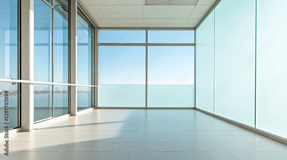 Poster frosted glass texture with light diffusing softly in modern interior