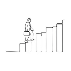 Businessman Ascending Career Ladder Growth, Success, Progress, Ambition