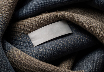 Close Up of a Realistic Label on a Woven Fabric Scarf