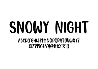 Snowy Night font for logo and headline. Isolated Vector typeset