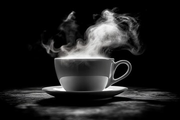 Steaming Coffee Cup On Dark Background