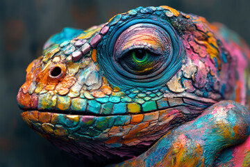 Obraz premium Vibrant Reptilian Vision: A Colorful Gaze
