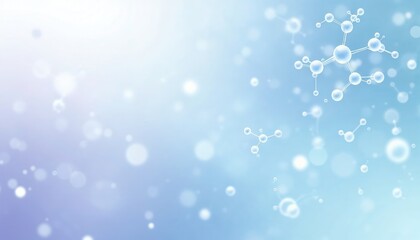Abstract visualization of molecular structures on a soothing blue gradient background representing science, research, innovation, and technology

