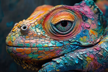 Fototapeta premium Vibrant Reptilian Vision: A Colorful Gaze
