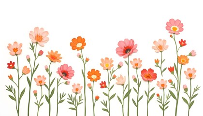 Colorful flowers in white background  