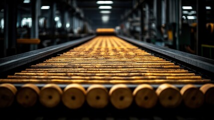 Naklejka premium Factory Conveyor Belt Wood Processing