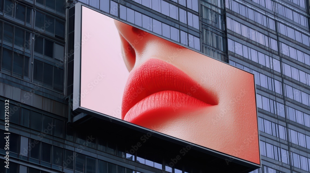 Poster rotating billboard displaying multiple ads on urban building facade