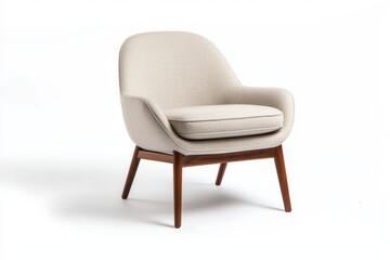 Fototapeta premium Comfortable Modern Chair With Soft Fabric and Wooden Legs in a Minimalist Style Suitable for Any Interior Space. Generative AI