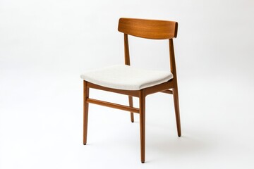 Stylish Wooden Chair With Soft Cushion Displayed Against a Simple Background. Generative AI