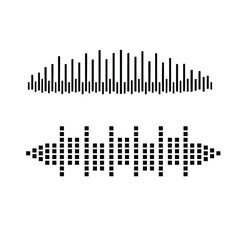 Audio waveform, sound visualization, black and white  vector art illustration design 