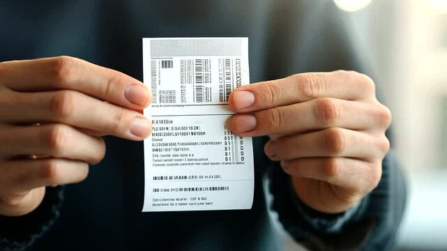 Winning lottery ticket held by a person in close-up photo