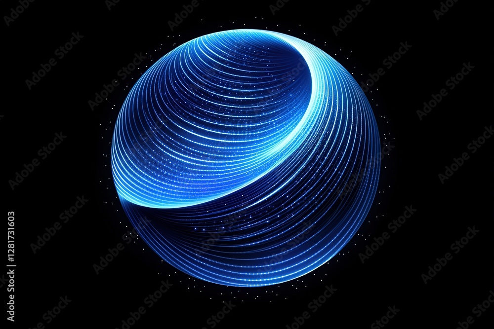 Aufkleber a captivating abstract sphere luminous blue lines swirling against a dark backdrop creating a mesmer