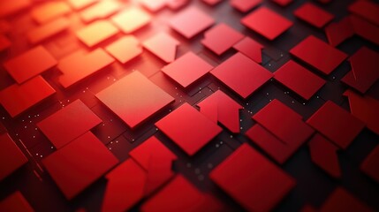 Abstract red geometric patterns creating a dynamic visual effect on a dark background