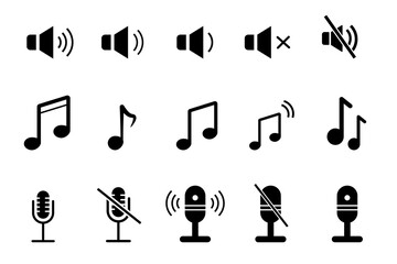 Audio icons, Music and sound icon set. Music sign vector