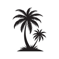PrintBlack palm trees isolated on white background