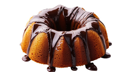 Bundt Cake Chocolate Glaze PNG Isolated Transparent White Background Cut Out Clipping Path Download Dessert