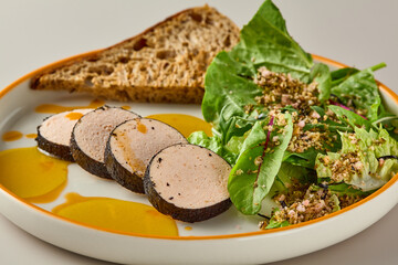 Vibrant Fitness Meal Salmon Rillettes in Nori Leaves with Leafy Salad Mix