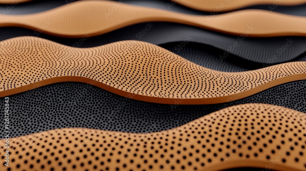 Poster abstract wavy patterns with textured surface in earthy tones