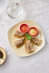 Traditional Aspic with Mustard and Horseradish - Rustic Food Photography with Bright Colors and Textured Contrast
