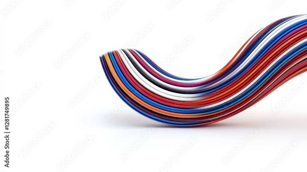 Poster colorful wavy lines flowing on soft white background for design use