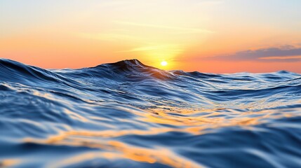 stress management techniques. Serene ocean waves at sunset creating a tranquil atmosphere.