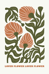 Botanical vintage poster. Floristic vector illustration.