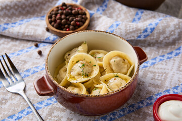 Rustic Charm Home-Made Meat Dumplings Captured in Cozy Natural Light